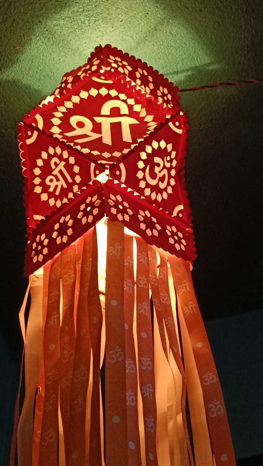 Akash Kandil — a traditional diamond-shaped Diwali hanging lantern with geometric panels and decorative tassels