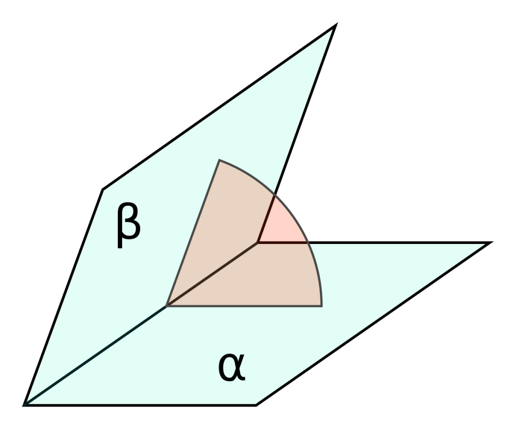 A dihedral angle formed by two intersecting planes