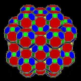 Fourth stage showing the Cuboctahedral arrangement limited by the square face geometry