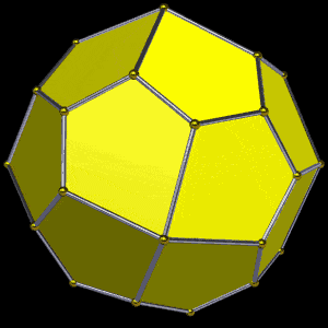 Animation of the rotating Pentagonal Icositetrahedron, geometry assigned to Copper and Zinc