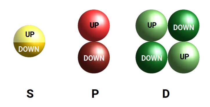 Comparison of S, P and D orbital geometries