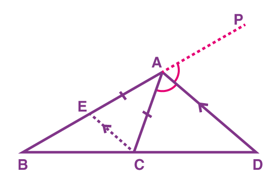 Exterior angle bisector dividing the opposite side externally