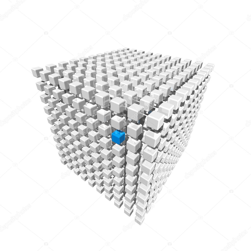 A cube constructed from smaller cubes of equal size