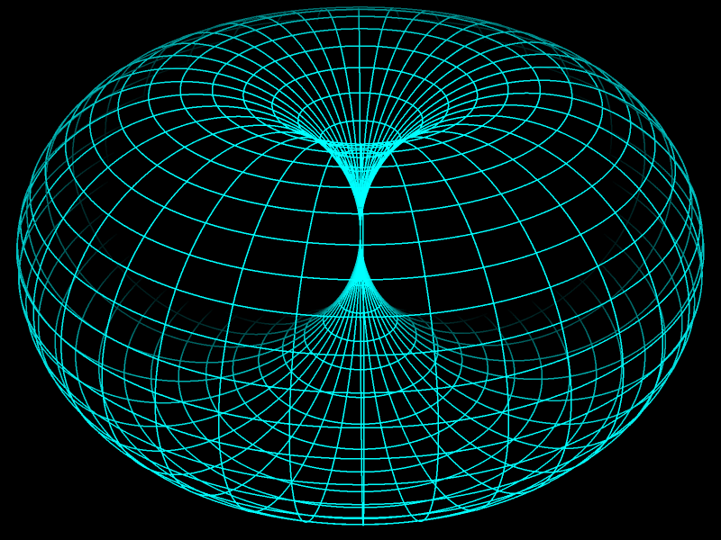 Animated horn torus rotating through 3D space