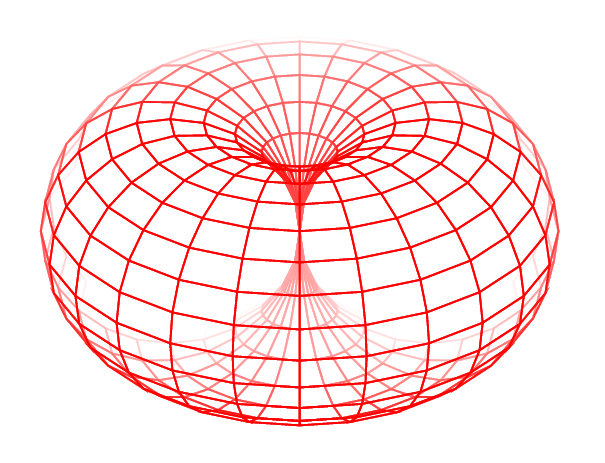 Rotating horn torus wireframe animation