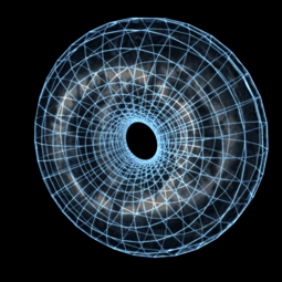 Animation of a torus rotating in 4D space, alternating between orientations