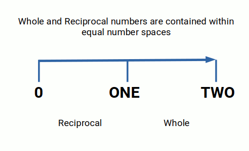 Whole and reciprocal number sections within two units of the number line